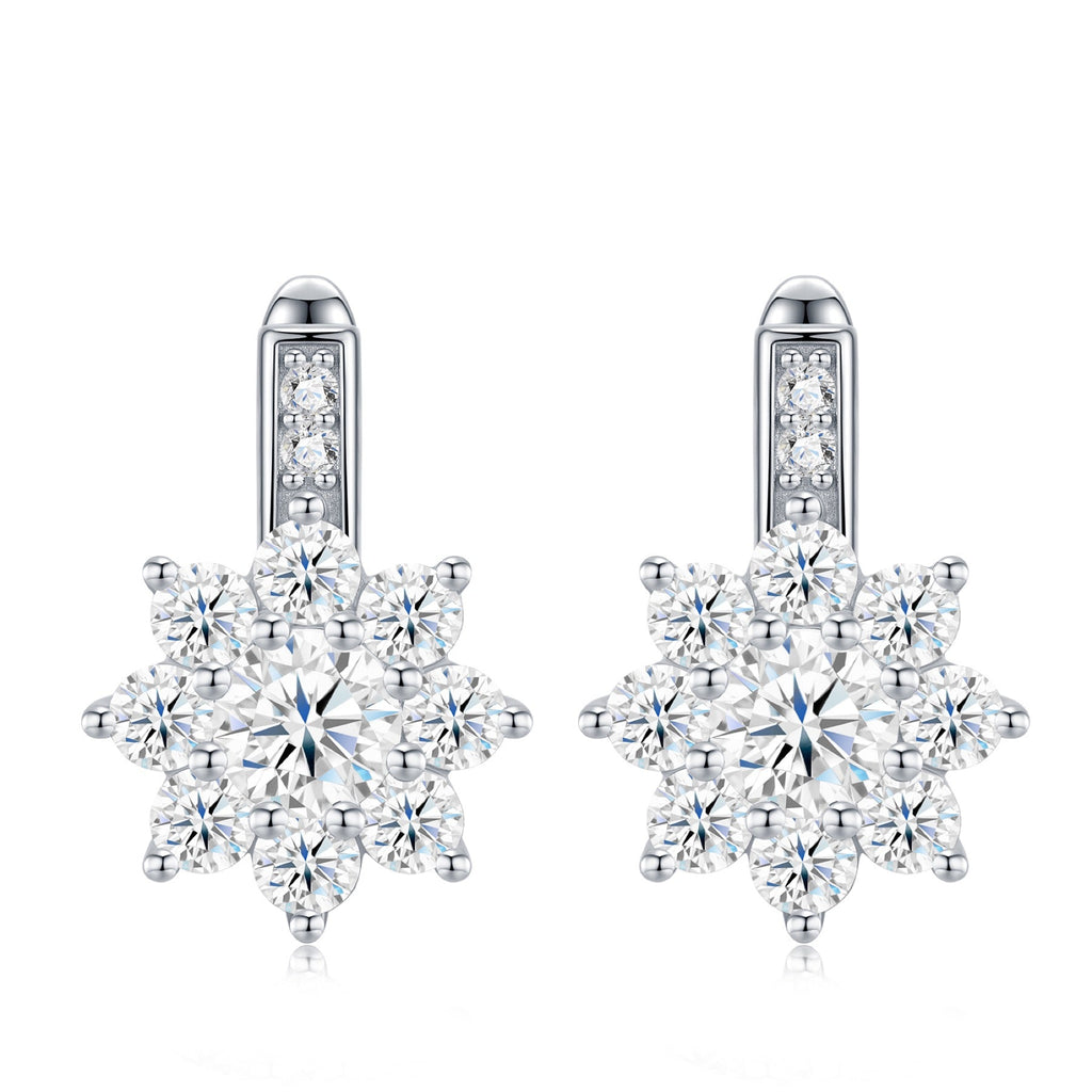 Nevischio Moissanite Flower Drop Earrings in Sterling Silver