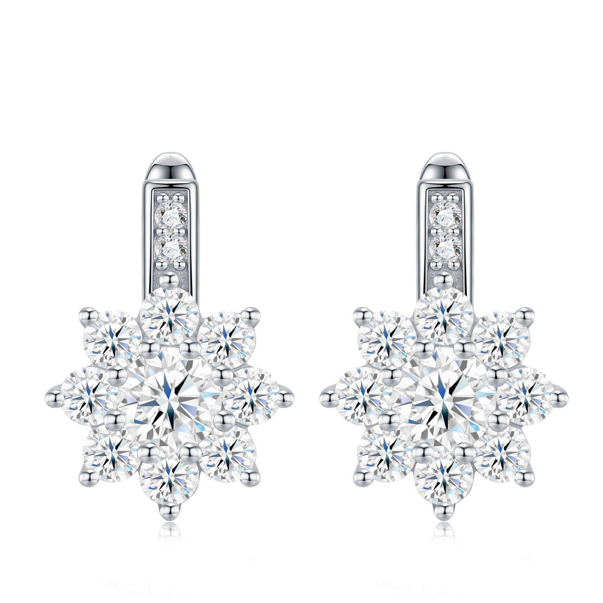 Nevischio Moissanite Flower Drop Earrings in Sterling Silver