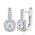 Riquadretto Moissanite Halo Drop Earrings in Sterling Silver