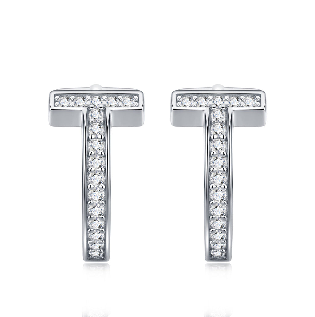 Ti Moissanite Huggie Hoop Earrings in Sterling Silver
