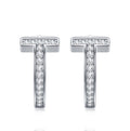 Ti Moissanite Huggie Hoop Earrings in Sterling Silver