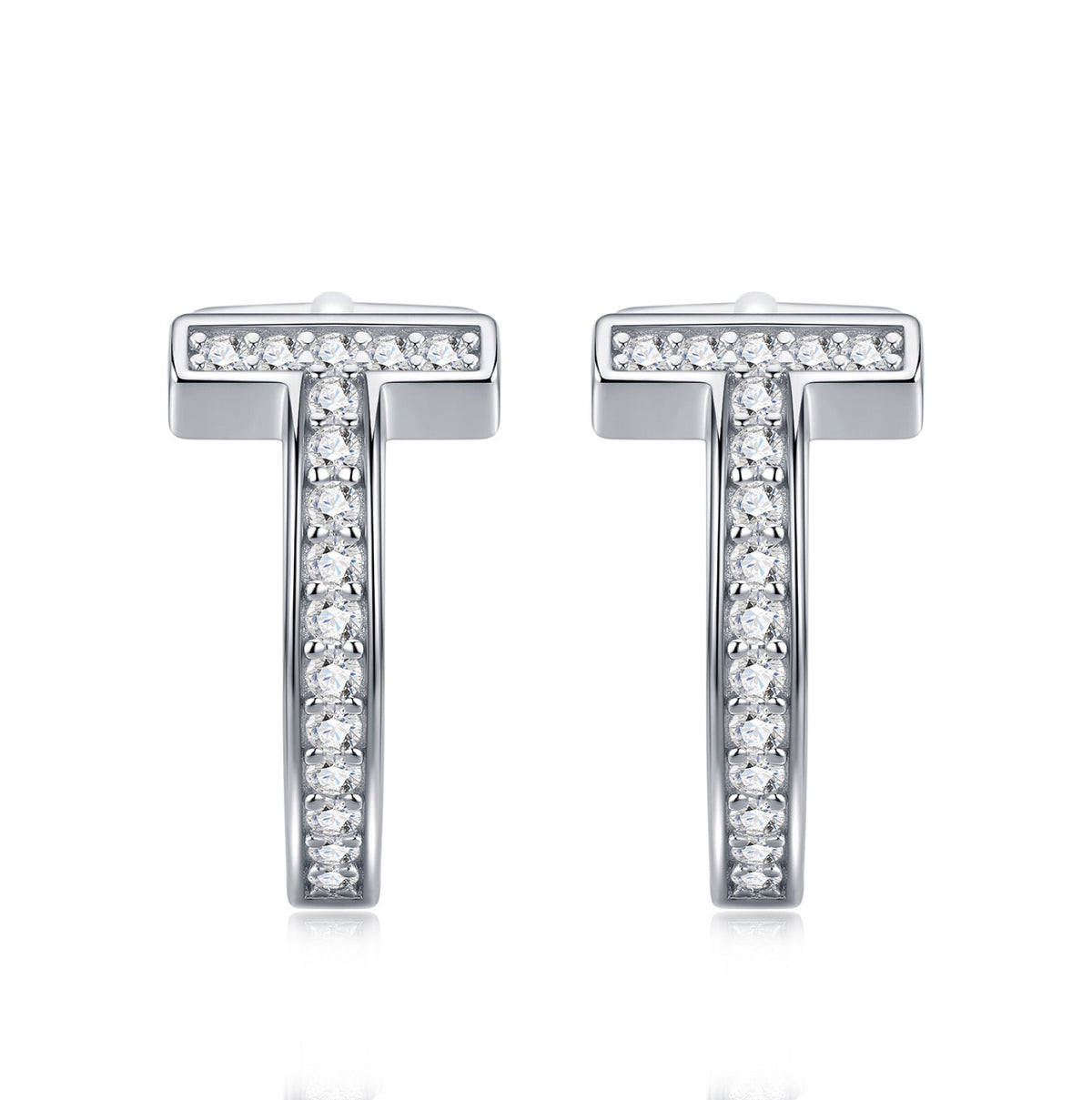 Ti Moissanite Huggie Hoop Earrings in Sterling Silver