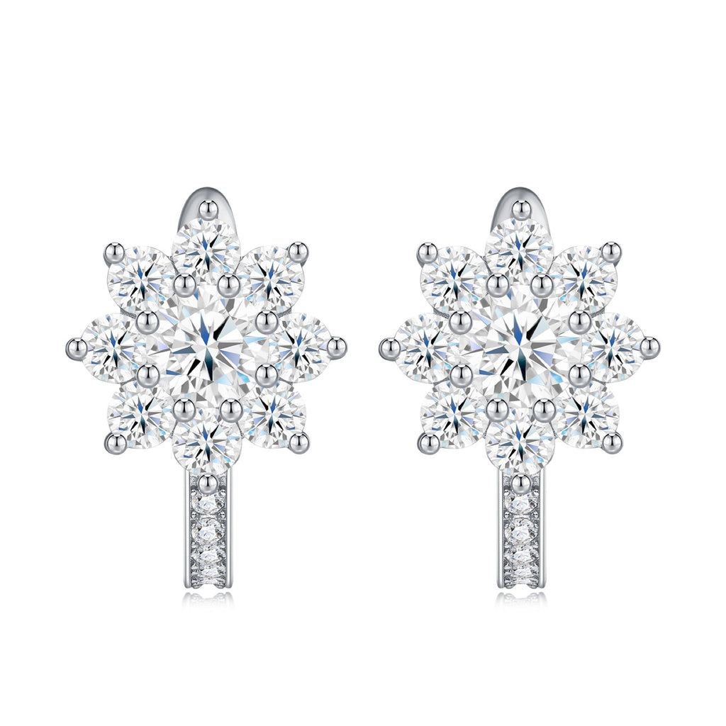 Cristallino Moissanite Flower Drop Earrings in Sterling Silver