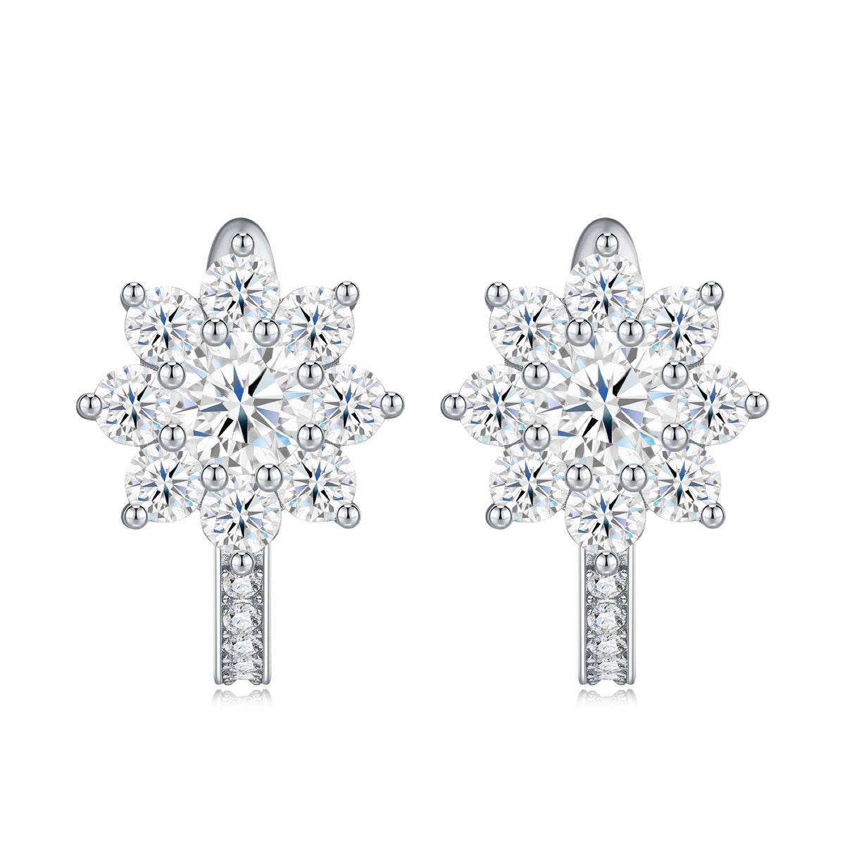 Cristallino Moissanite Flower Drop Earrings in Sterling Silver