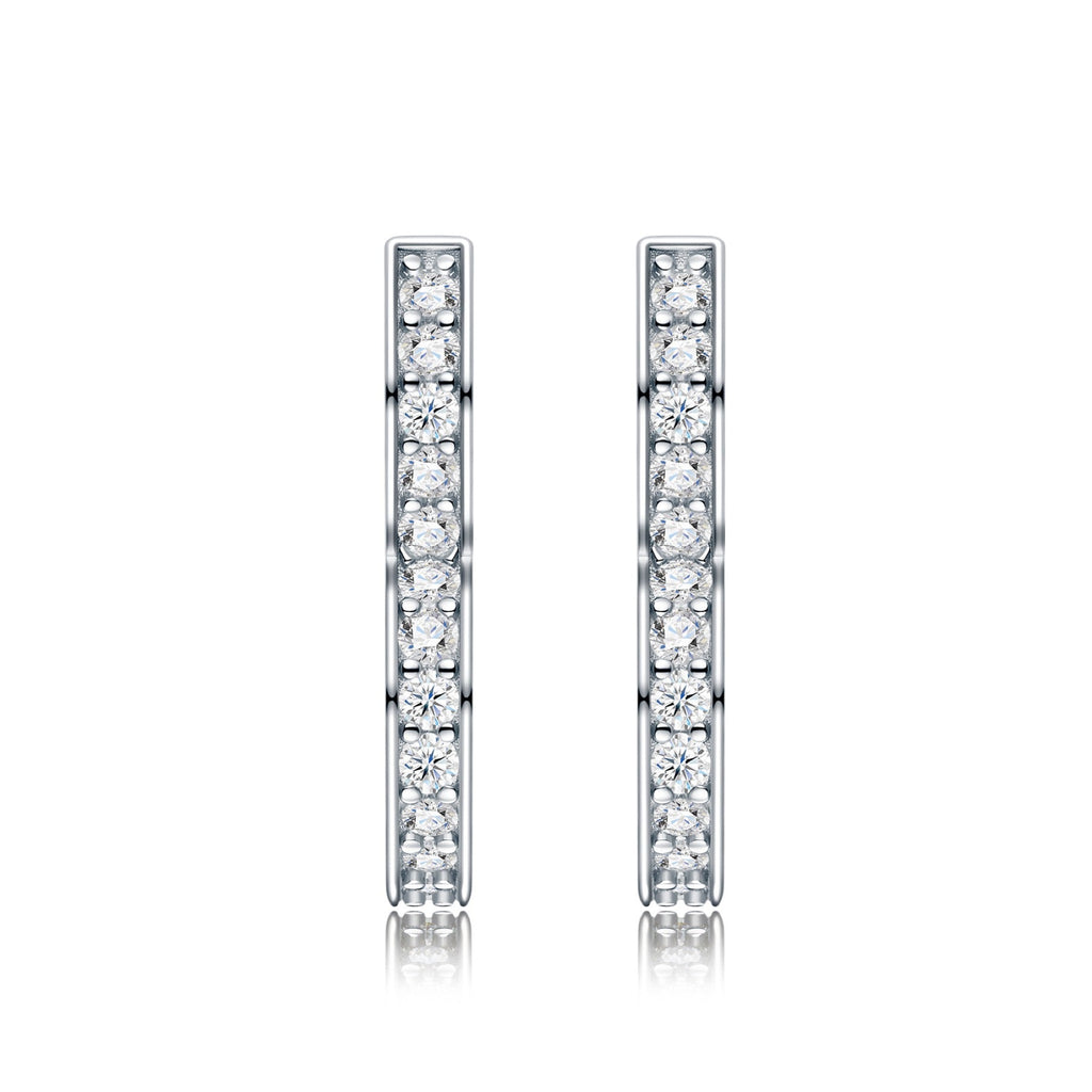 Cuorev Moissanite Huggie Hoop Earrings in Sterling Silver