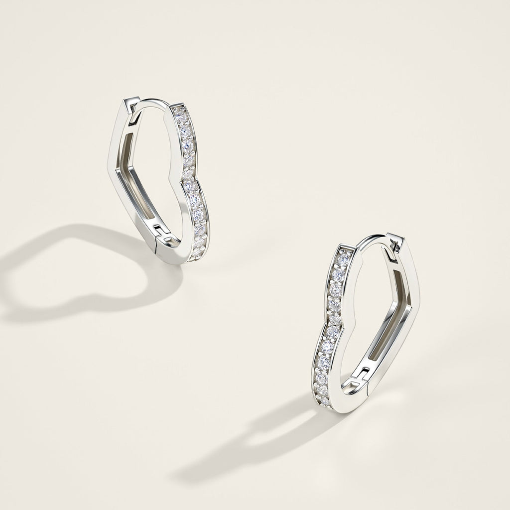 Cuorev Moissanite Huggie Hoop Earrings in Sterling Silver