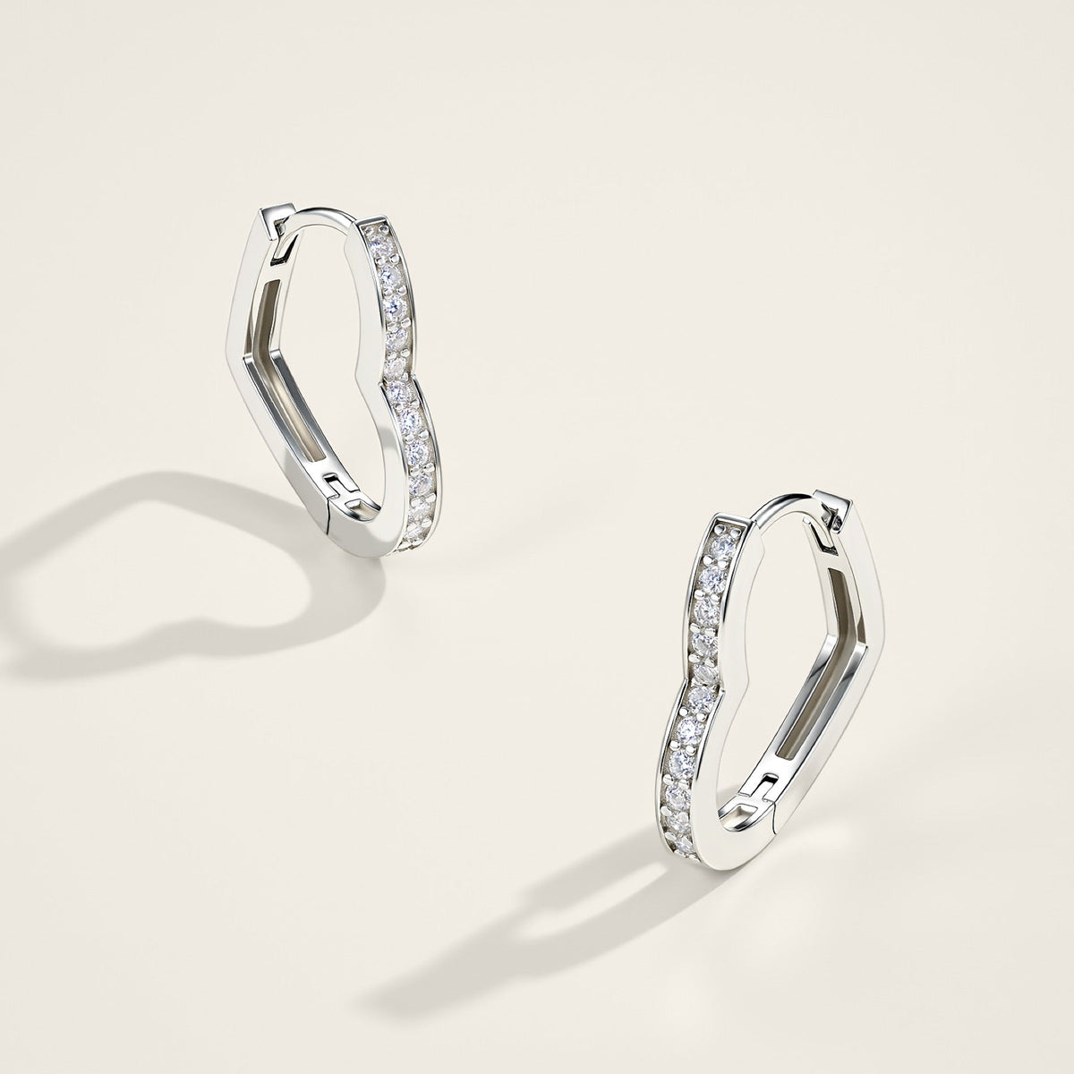 Cuorev Moissanite Huggie Hoop Earrings in Sterling Silver