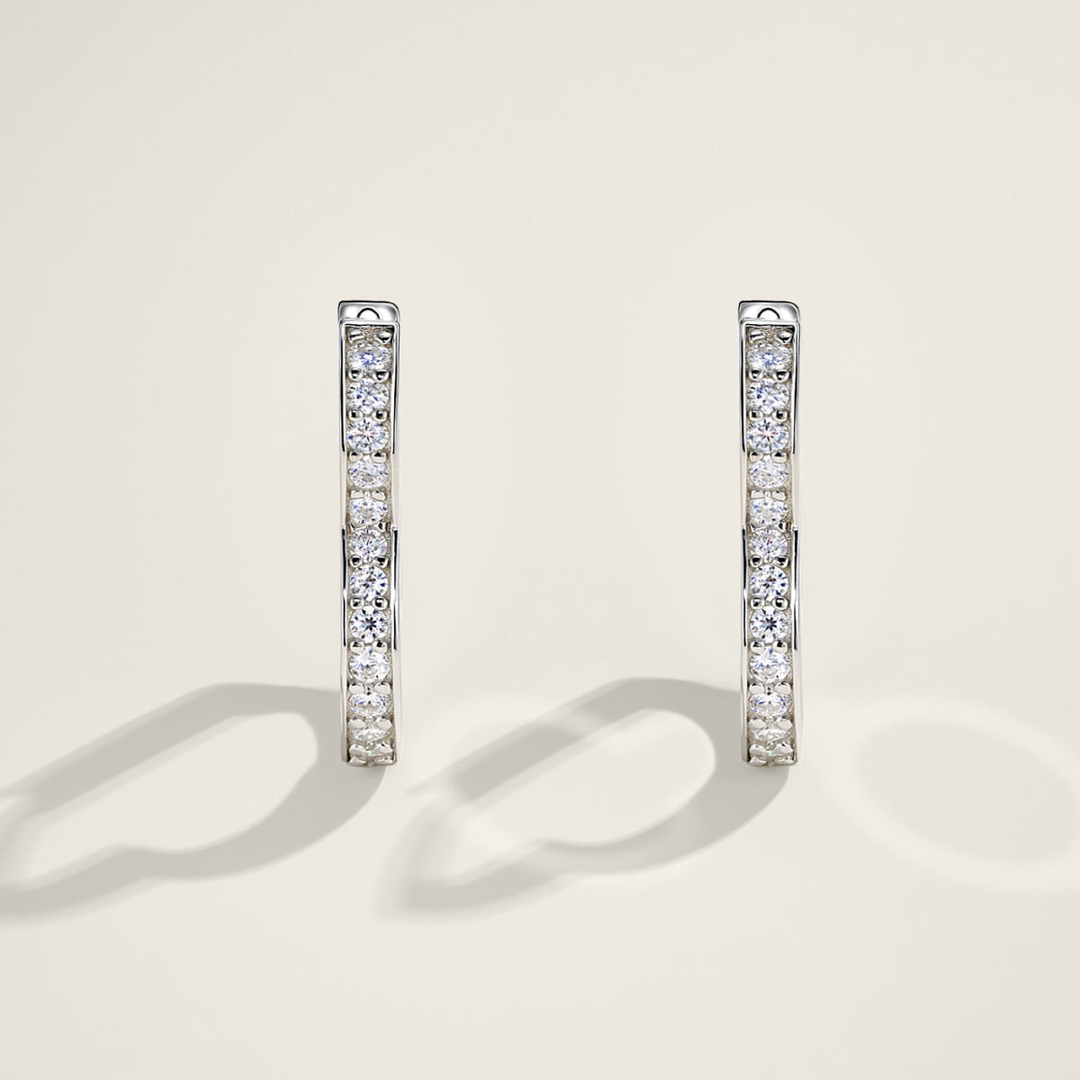Cuorev Moissanite Huggie Hoop Earrings in Sterling Silver