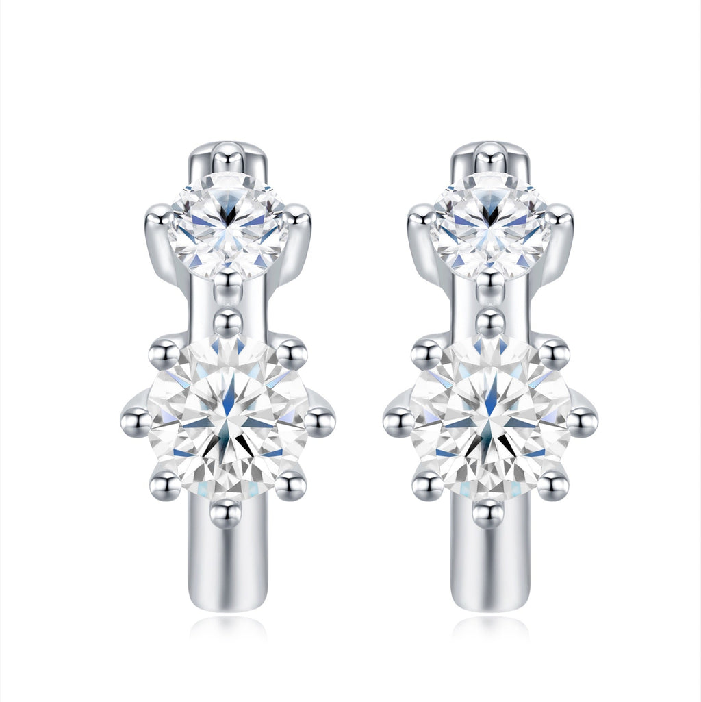 Fiordi Moissanite Flower Drop Earrings in Sterling Silver
