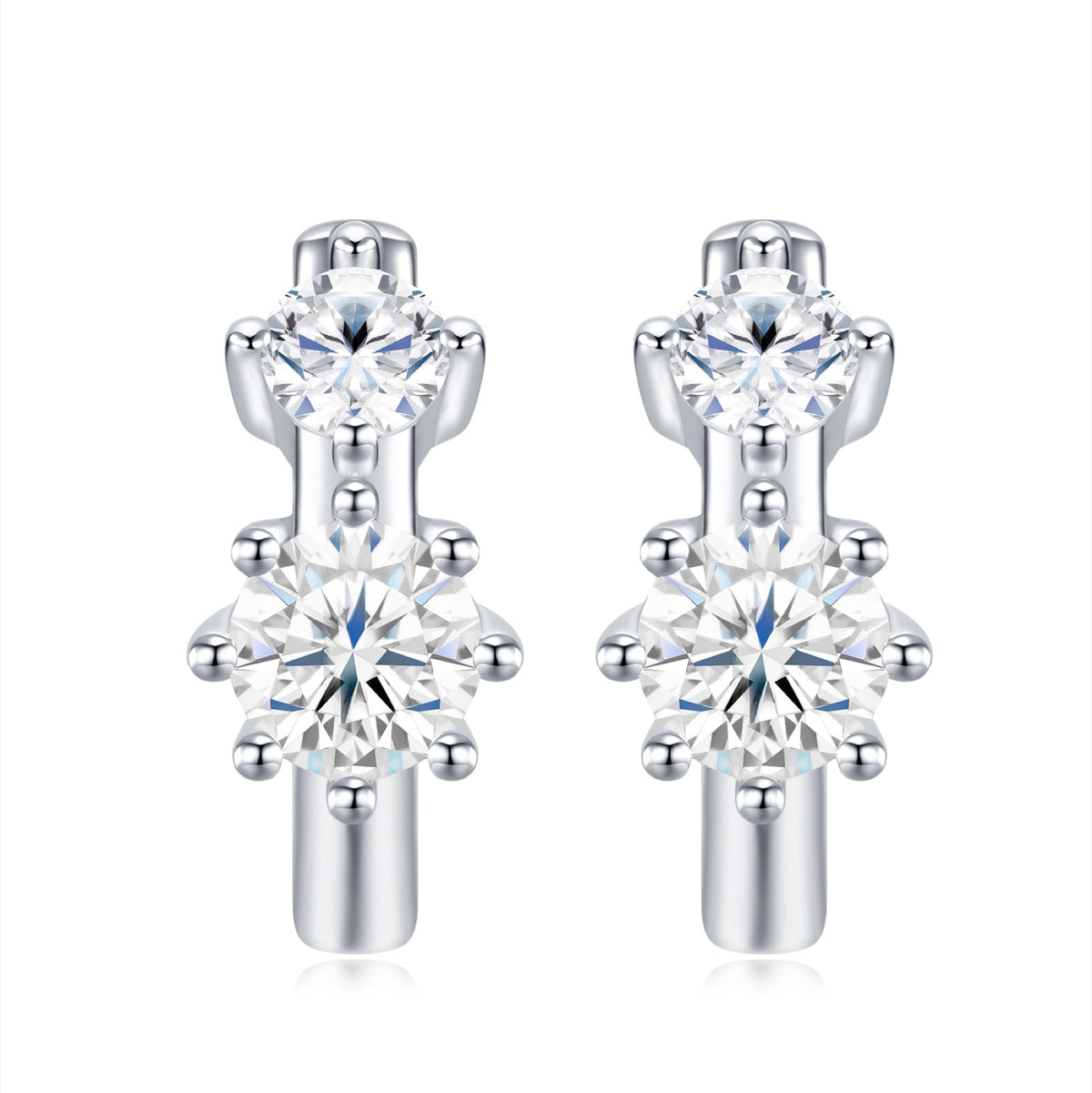 Fiordi Moissanite Flower Drop Earrings in Sterling Silver