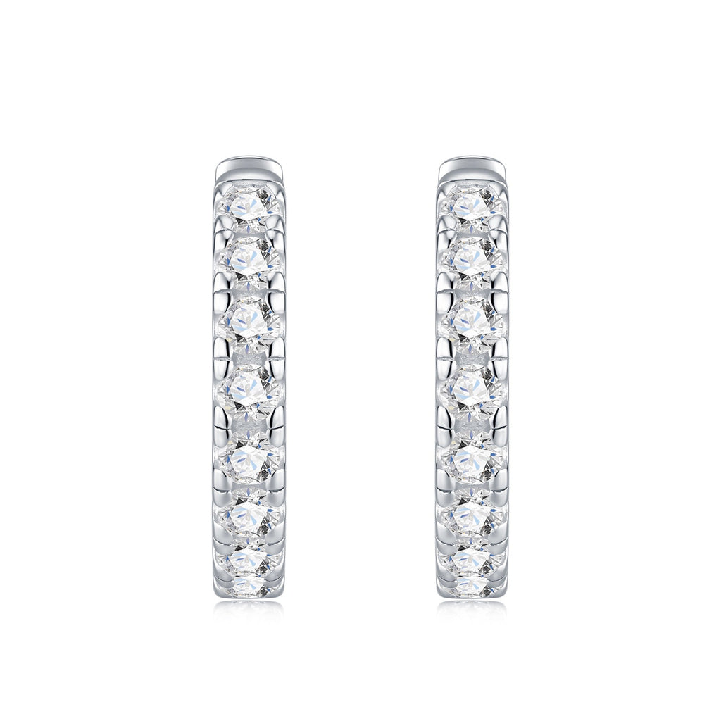 Puntina Moissanite Huggie Hoop Earrings in Sterling Silver