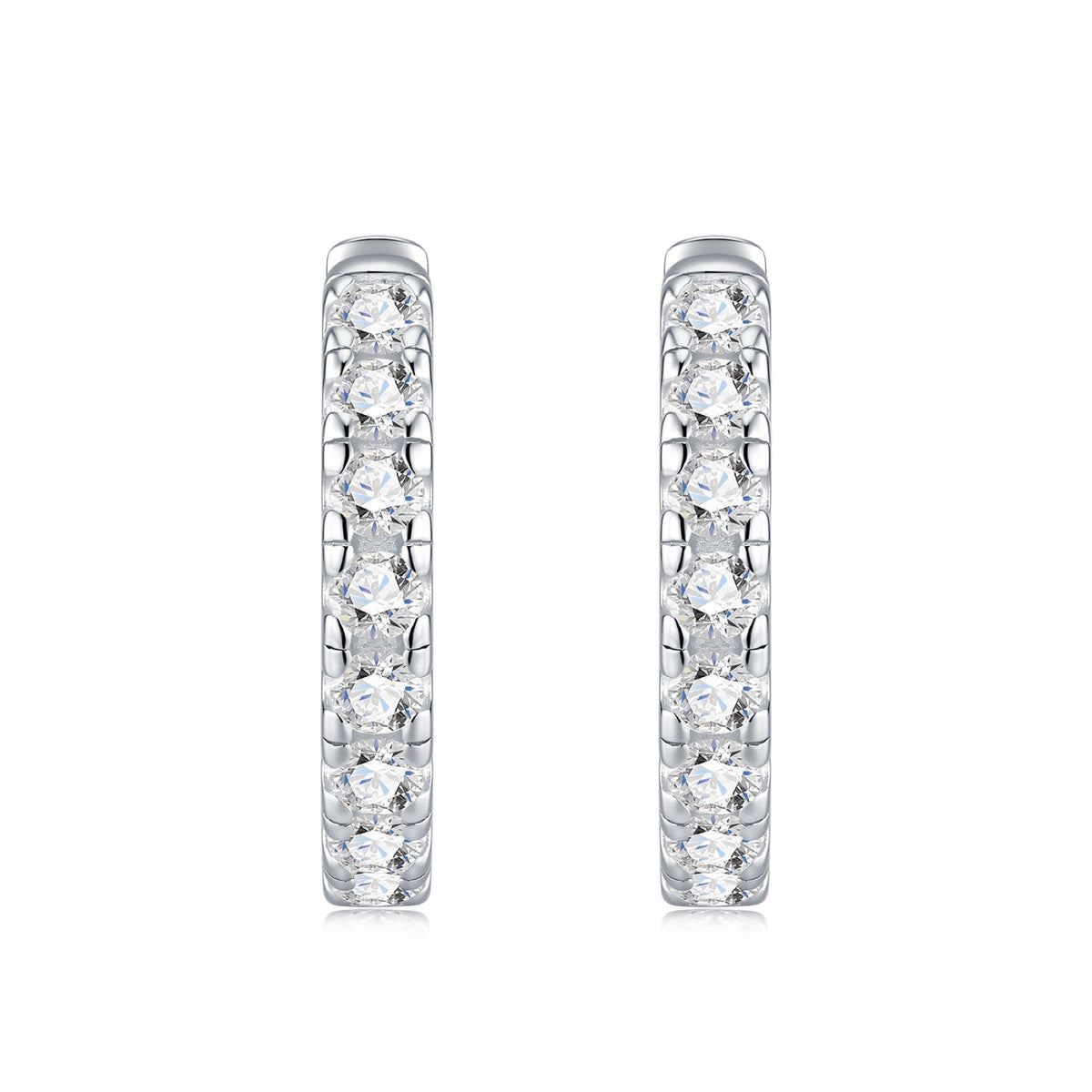 Puntina Moissanite Huggie Hoop Earrings in Sterling Silver