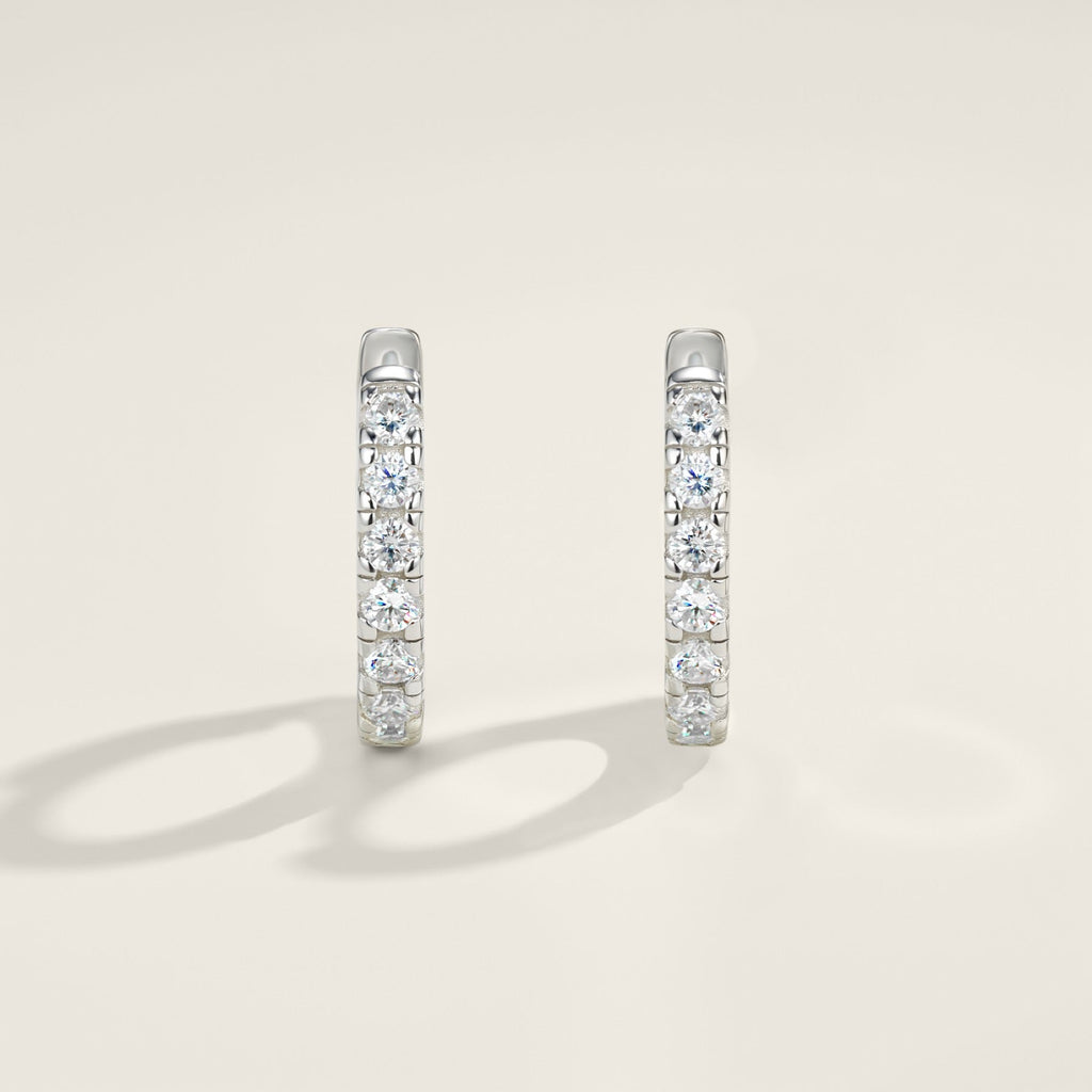 Puntina Moissanite Huggie Hoop Earrings in Sterling Silver