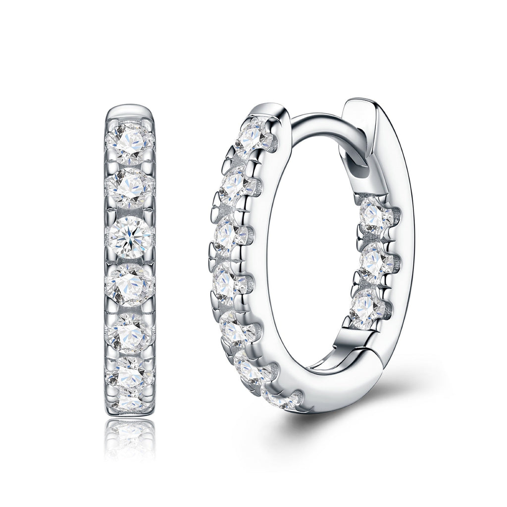 Ritmo Moissanite Huggie Hoop Earrings in Sterling Silver