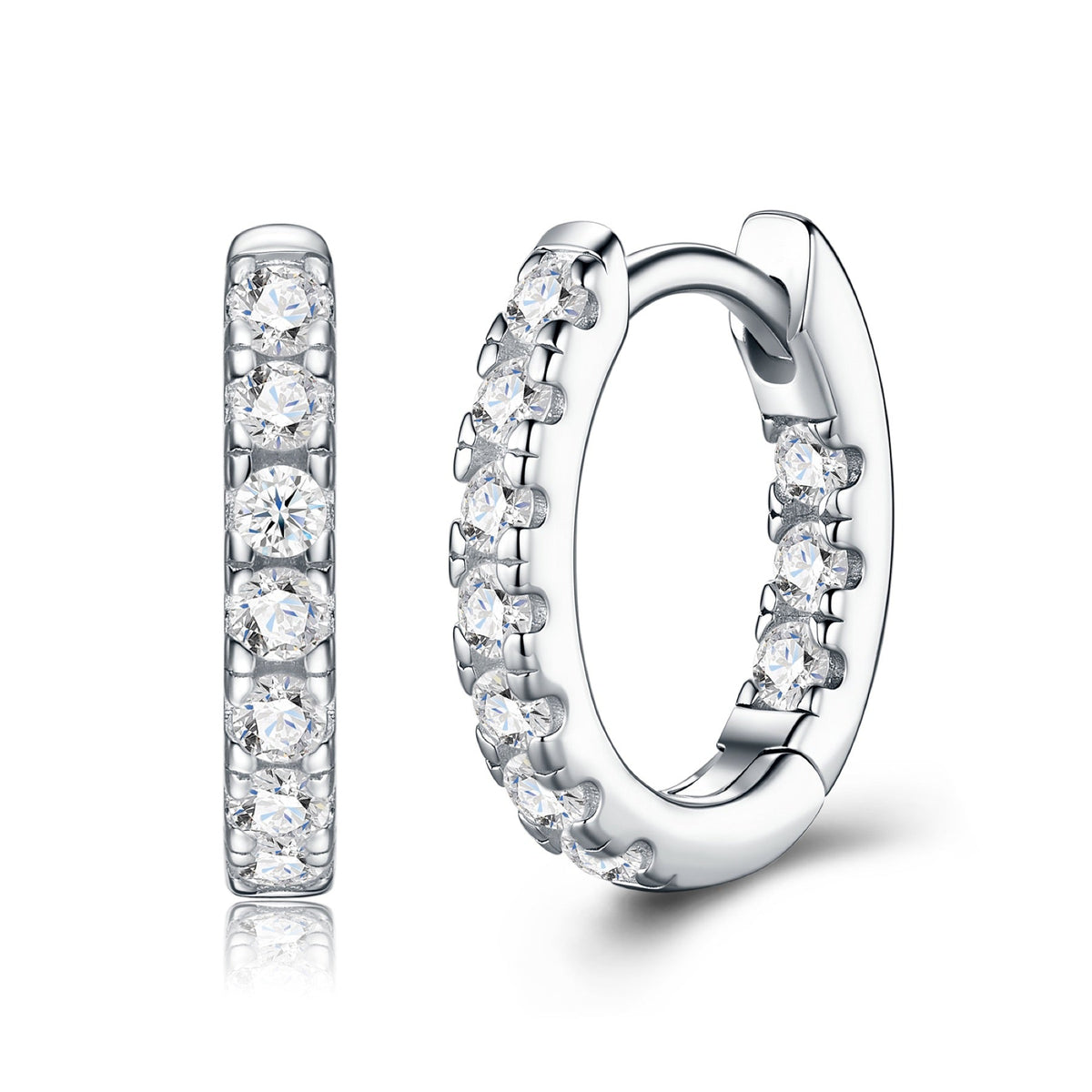 Ritmo Moissanite Huggie Hoop Earrings in Sterling Silver