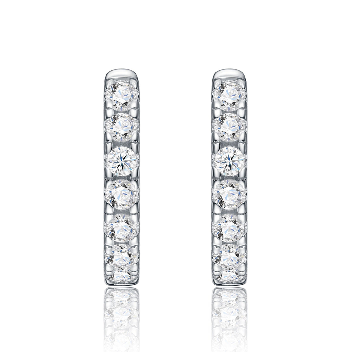 Ritmo Moissanite Huggie Hoop Earrings in Sterling Silver