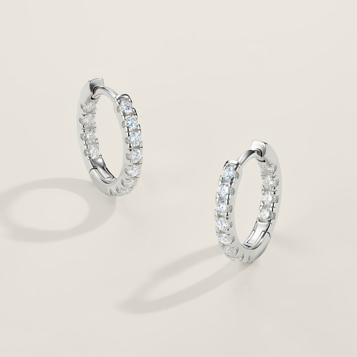 Ritmo Moissanite Huggie Hoop Earrings in Sterling Silver