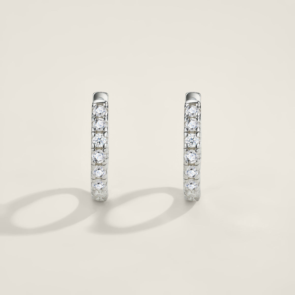 Ritmo Moissanite Huggie Hoop Earrings in Sterling Silver