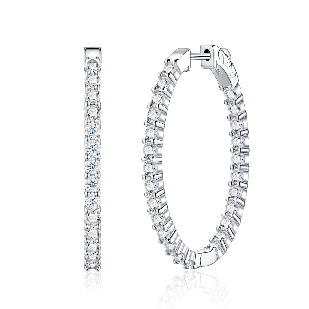 Cerchietto Moissanite Hoop Earrings in Sterling Silver