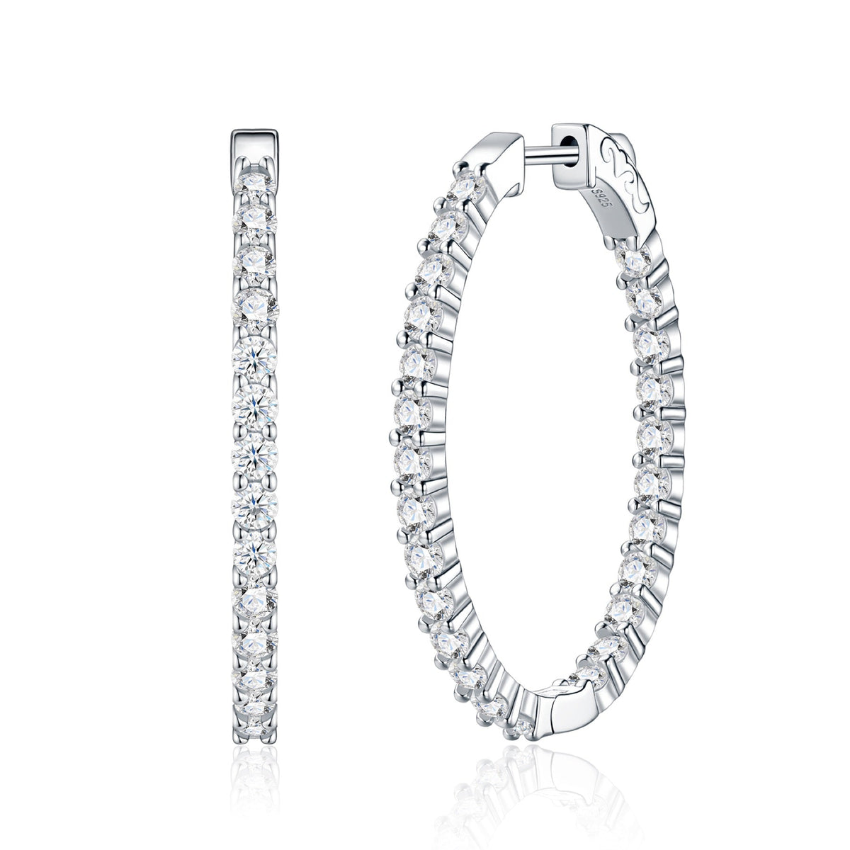 Cerchietto Moissanite Hoop Earrings in Sterling Silver
