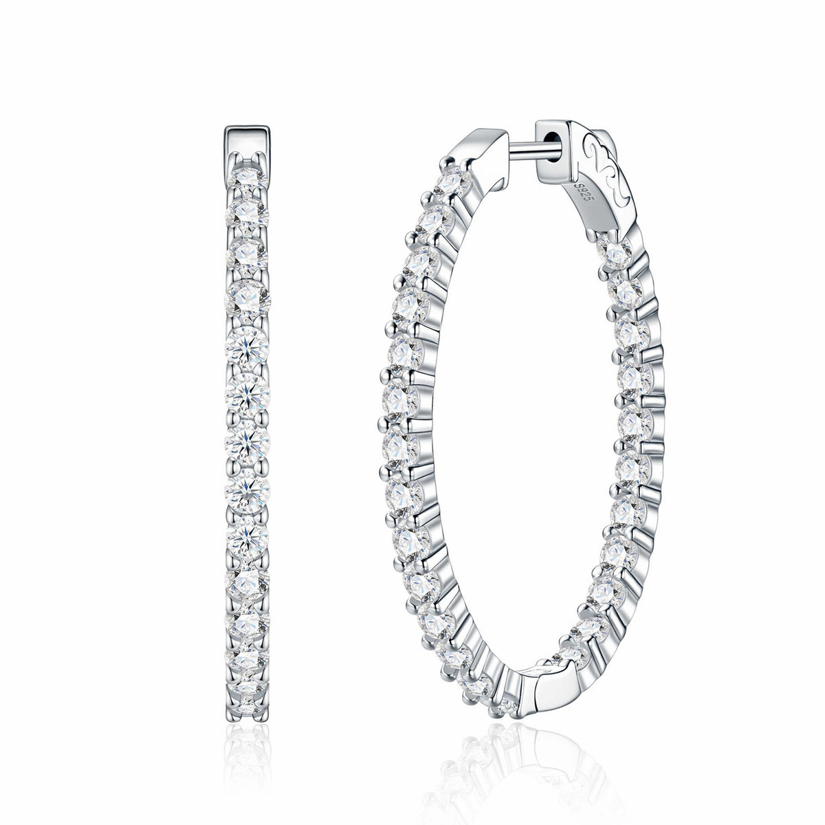 Cerchietto Moissanite Hoop Earrings in Sterling Silver