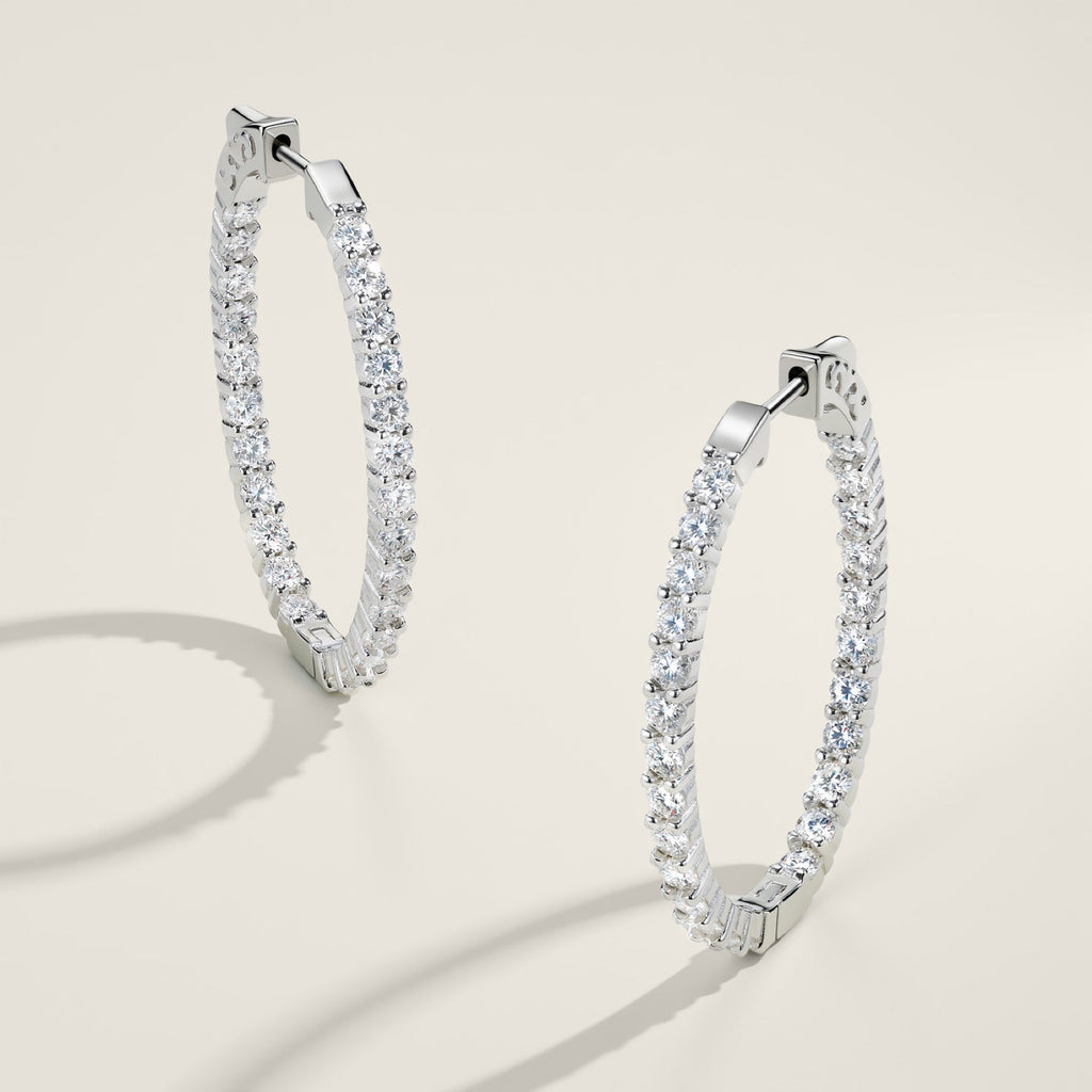 Cerchietto Moissanite Hoop Earrings in Sterling Silver
