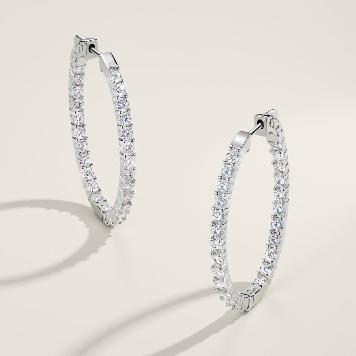 Cerchietto Moissanite Hoop Earrings in Sterling Silver