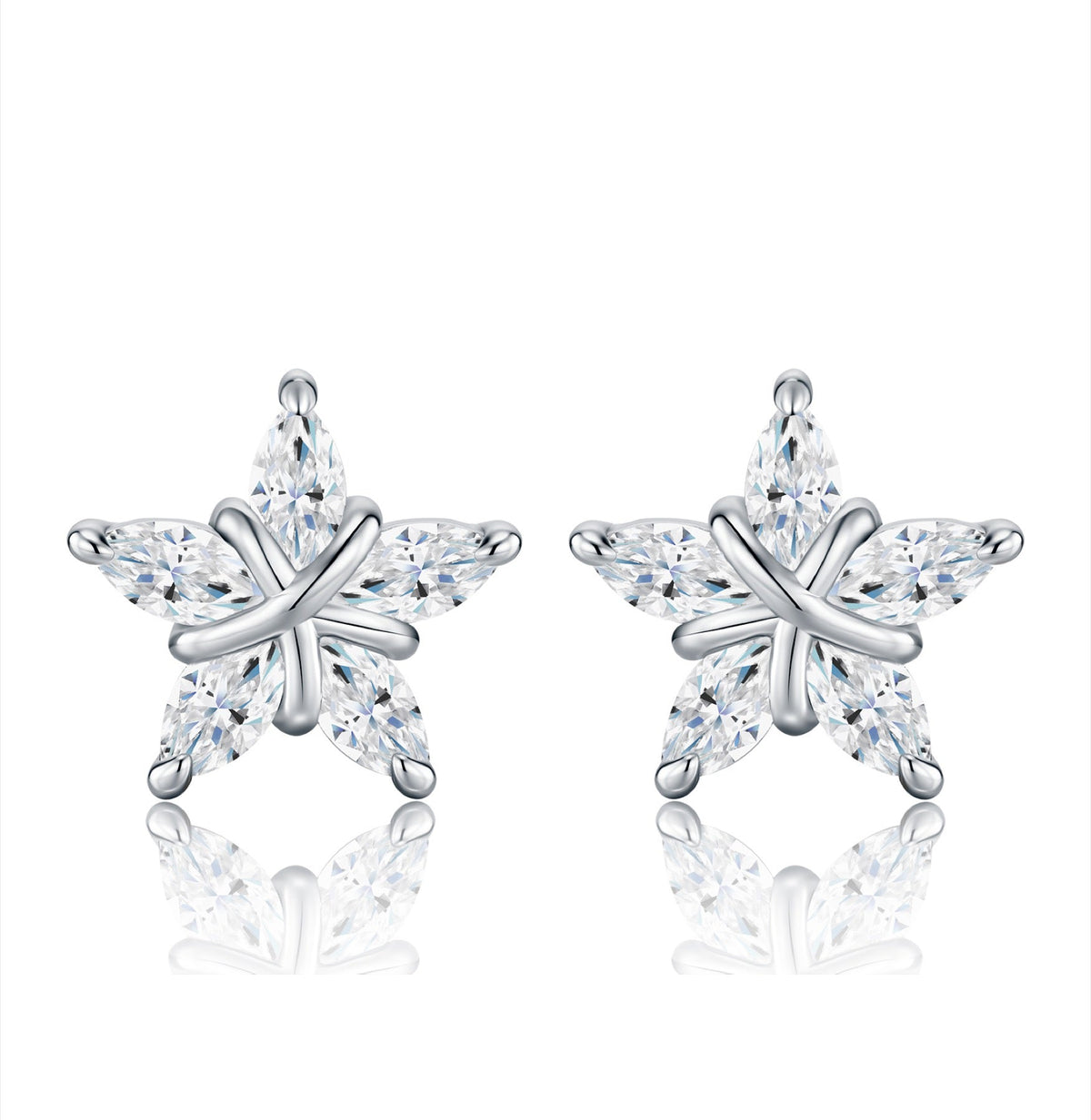 Astrino Moissanite Star Stud Earrings in Sterling Silver