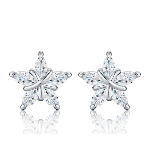 Astrino Moissanite Star Stud Earrings in Sterling Silver