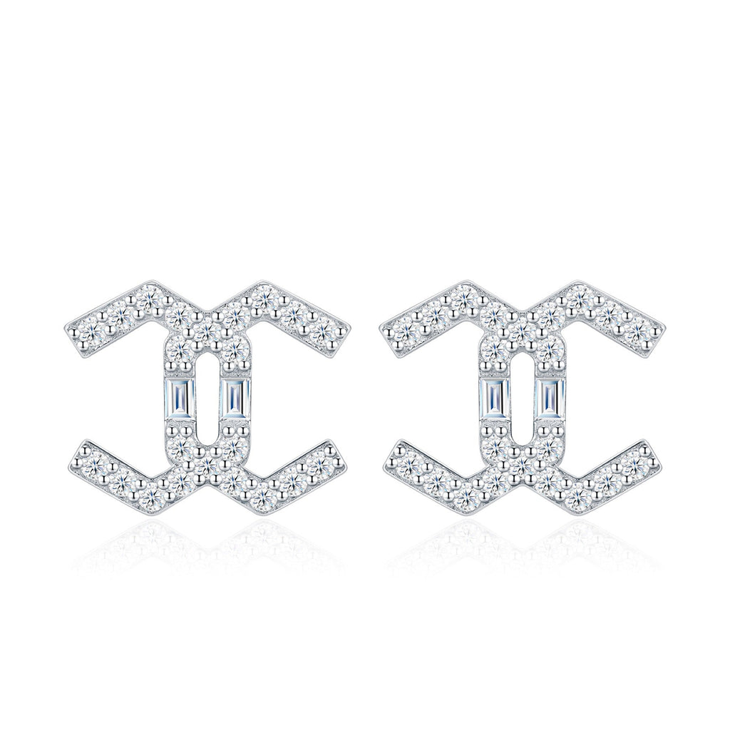 Chiave Moissanite Geometric Stud Earrings in Sterling Silver