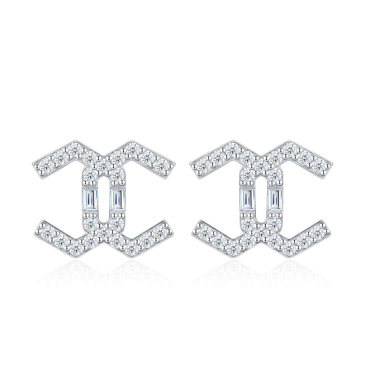 Chiave Moissanite Geometric Stud Earrings in Sterling Silver