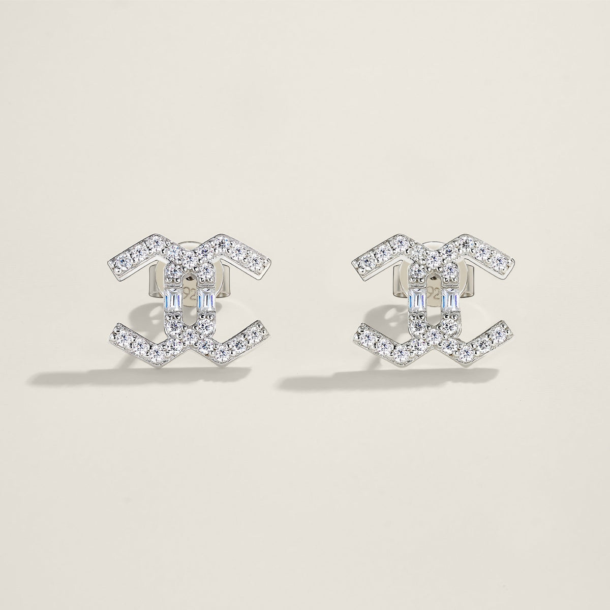 Chiave Moissanite Geometric Stud Earrings in Sterling Silver