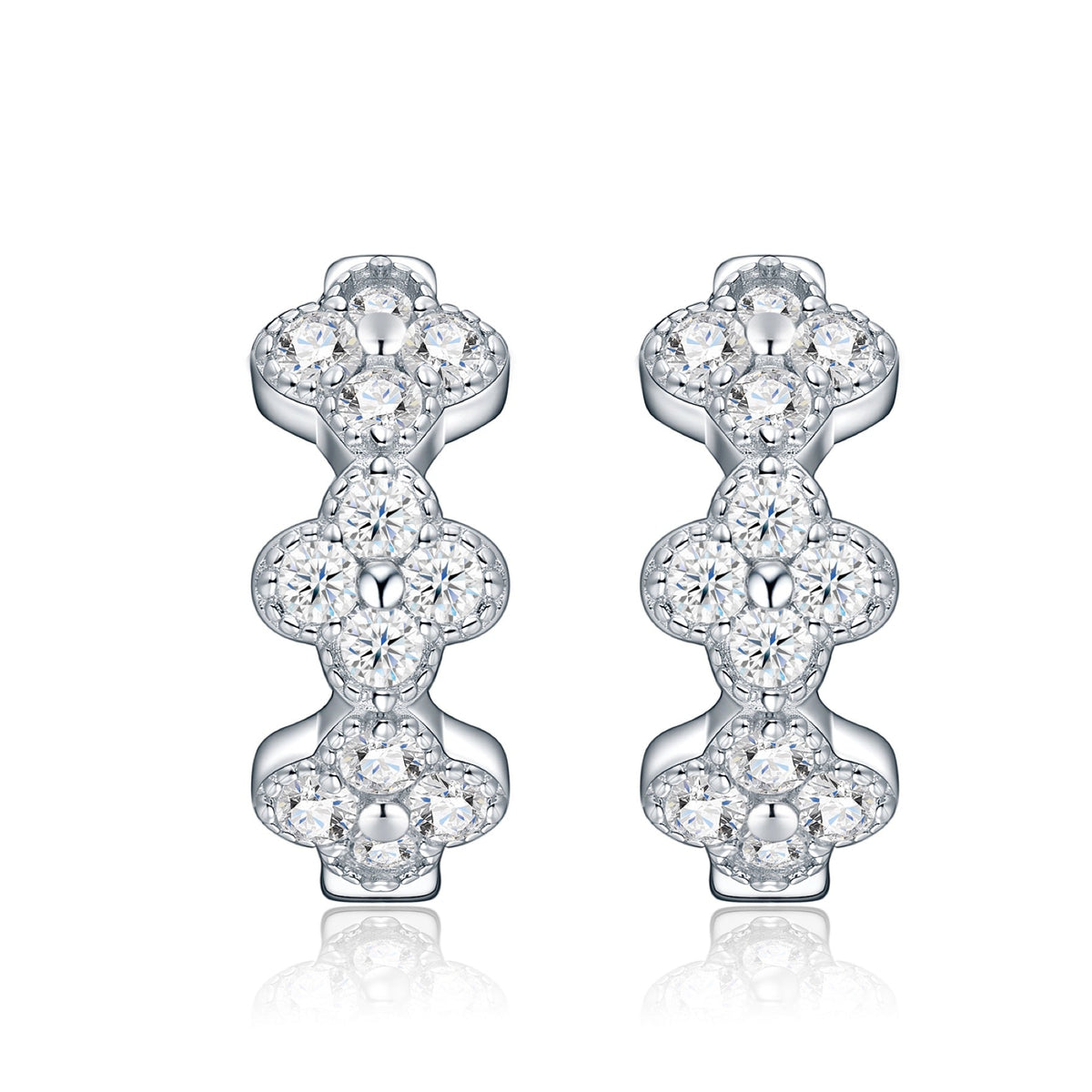 Duefiori Moissanite Huggie Hoop Earrings in Sterling Silver