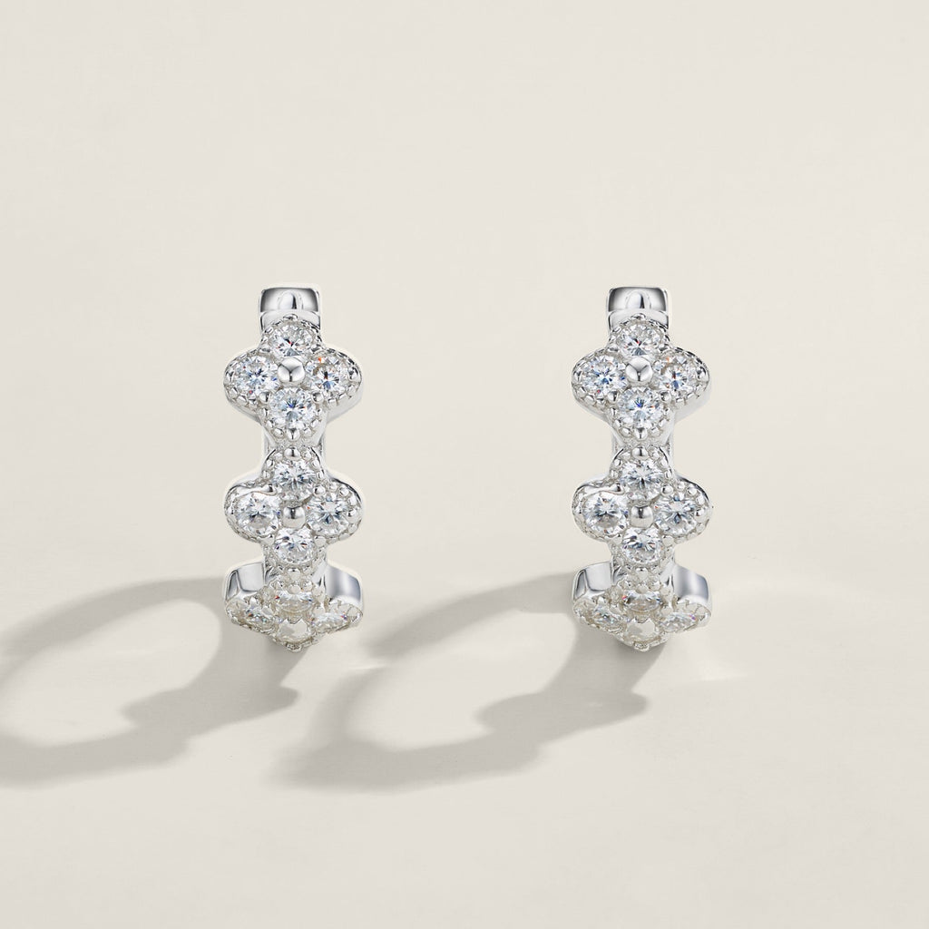 Duefiori Moissanite Huggie Hoop Earrings in Sterling Silver