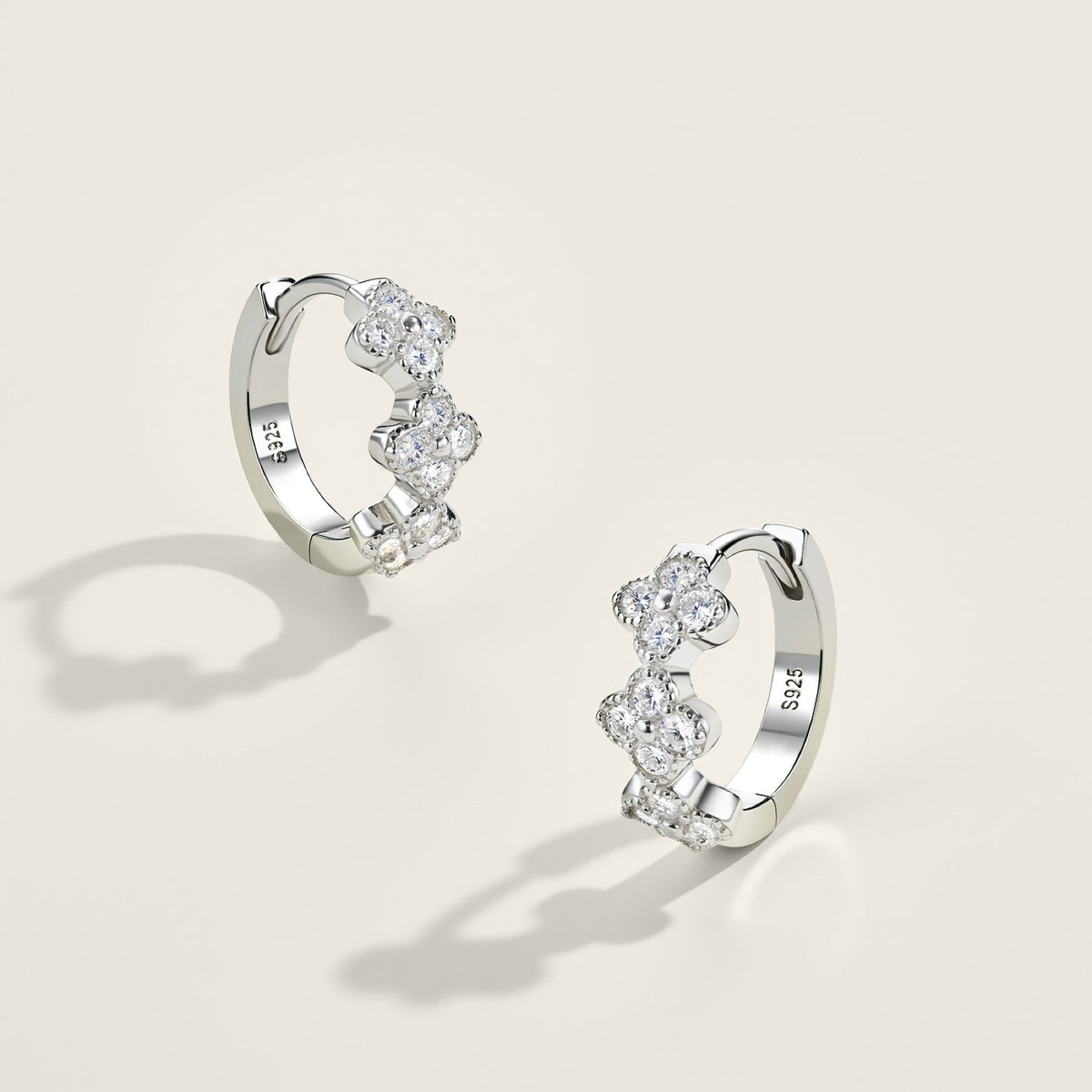Duefiori Moissanite Huggie Hoop Earrings in Sterling Silver