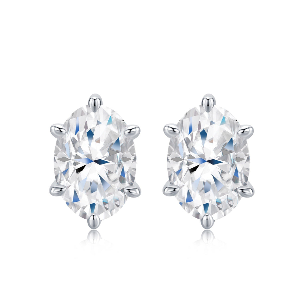 Ovalino Moissanite Stud Earrings in Sterling Silver