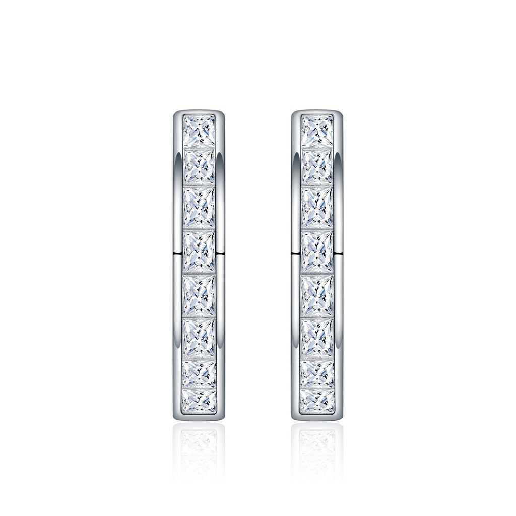Canaletto Moissanite Huggie Hoop Earrings in Sterling Silver