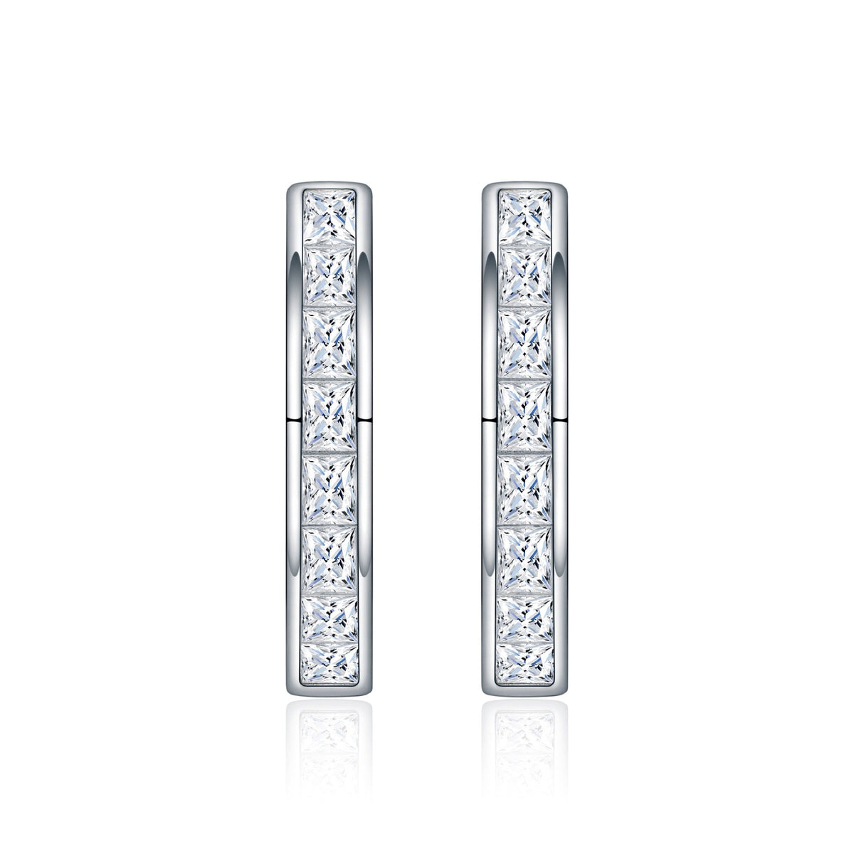 Canaletto Moissanite Huggie Hoop Earrings in Sterling Silver