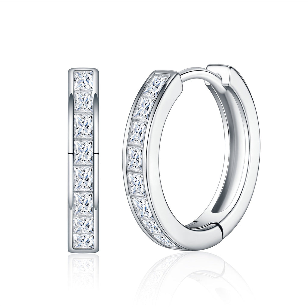 Canaletto Moissanite Huggie Hoop Earrings in Sterling Silver