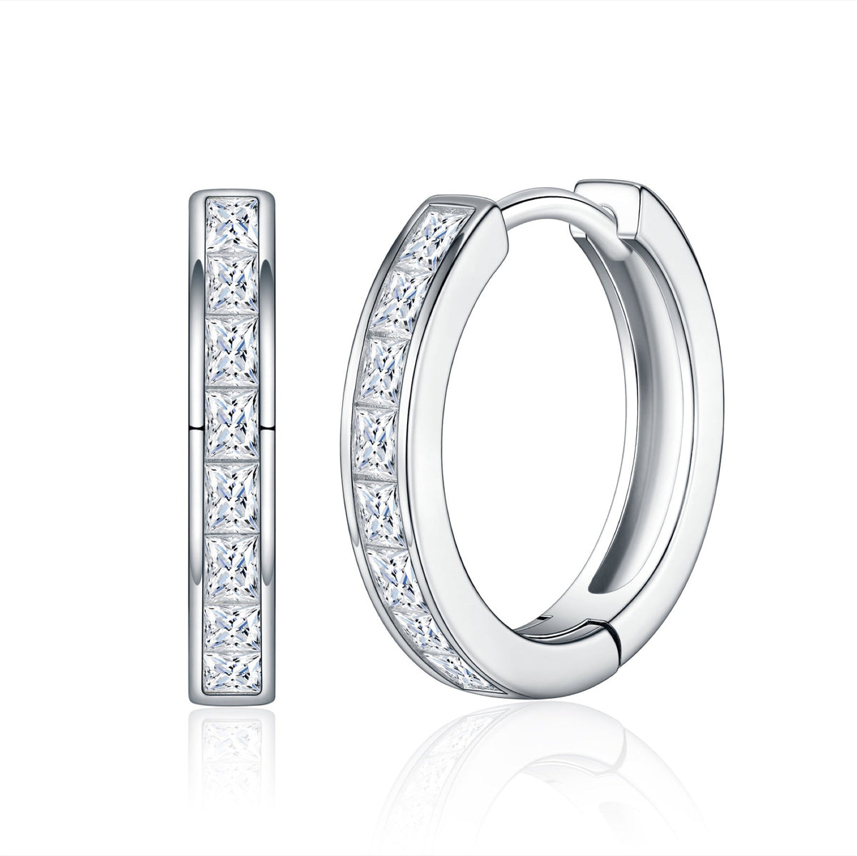 Canaletto Moissanite Huggie Hoop Earrings in Sterling Silver