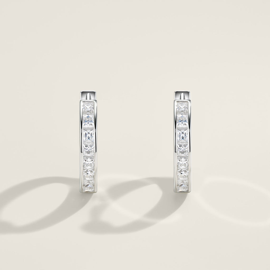 Canaletto Moissanite Huggie Hoop Earrings in Sterling Silver