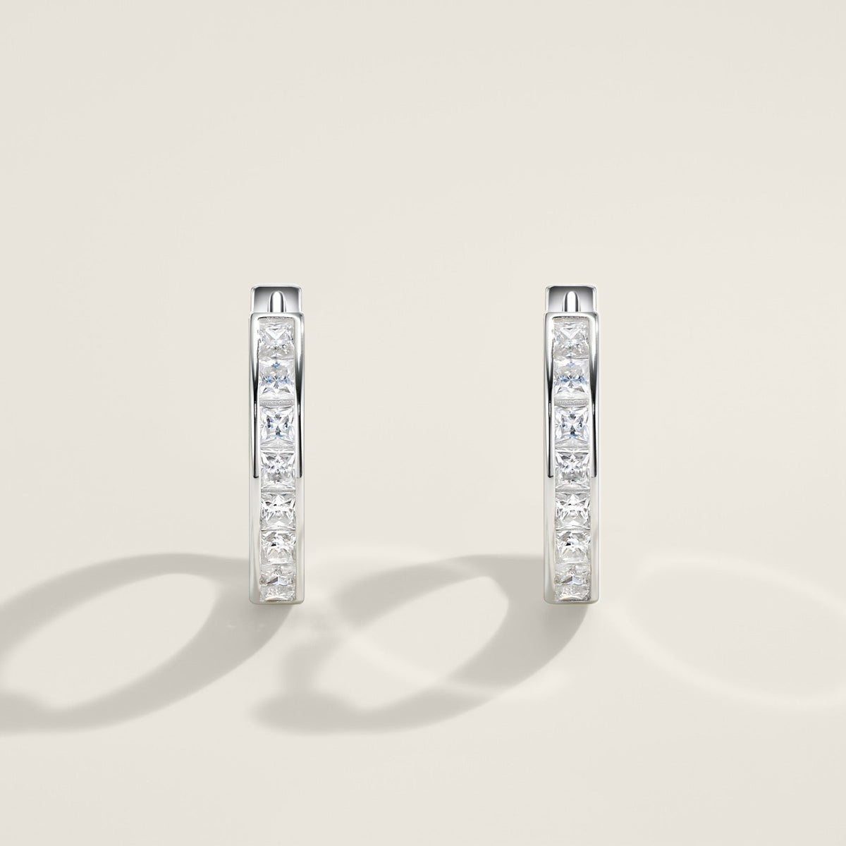 Canaletto Moissanite Huggie Hoop Earrings in Sterling Silver