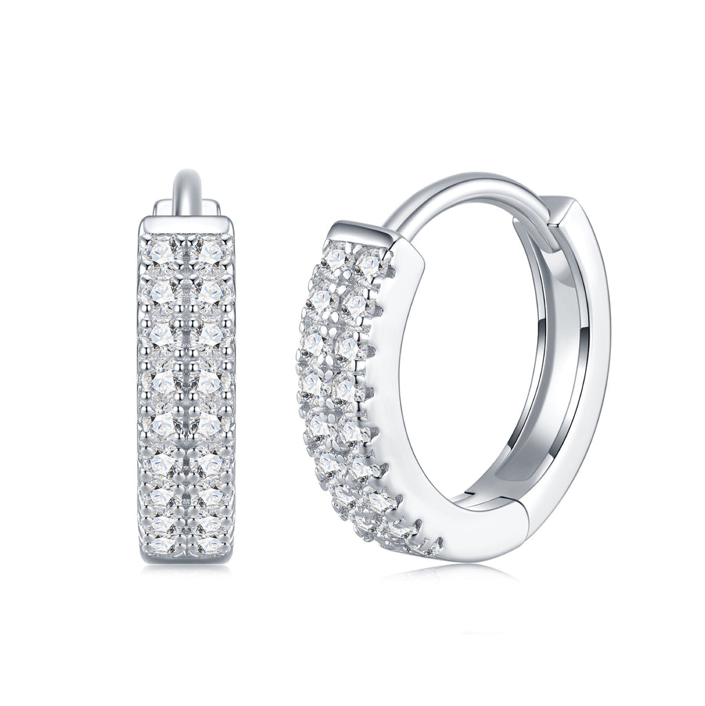 Duplina Moissanite Huggie Hoop Earrings in Sterling Silver