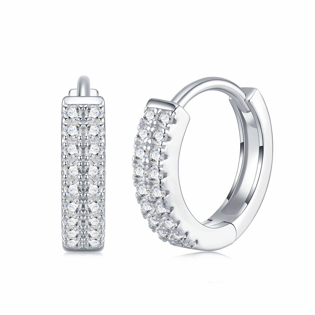 Duplina Moissanite Huggie Hoop Earrings in Sterling Silver