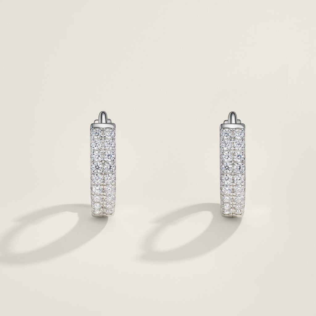 Duplina Moissanite Huggie Hoop Earrings in Sterling Silver