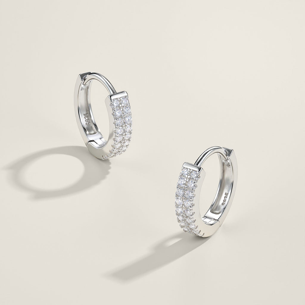 Duplina Moissanite Huggie Hoop Earrings in Sterling Silver