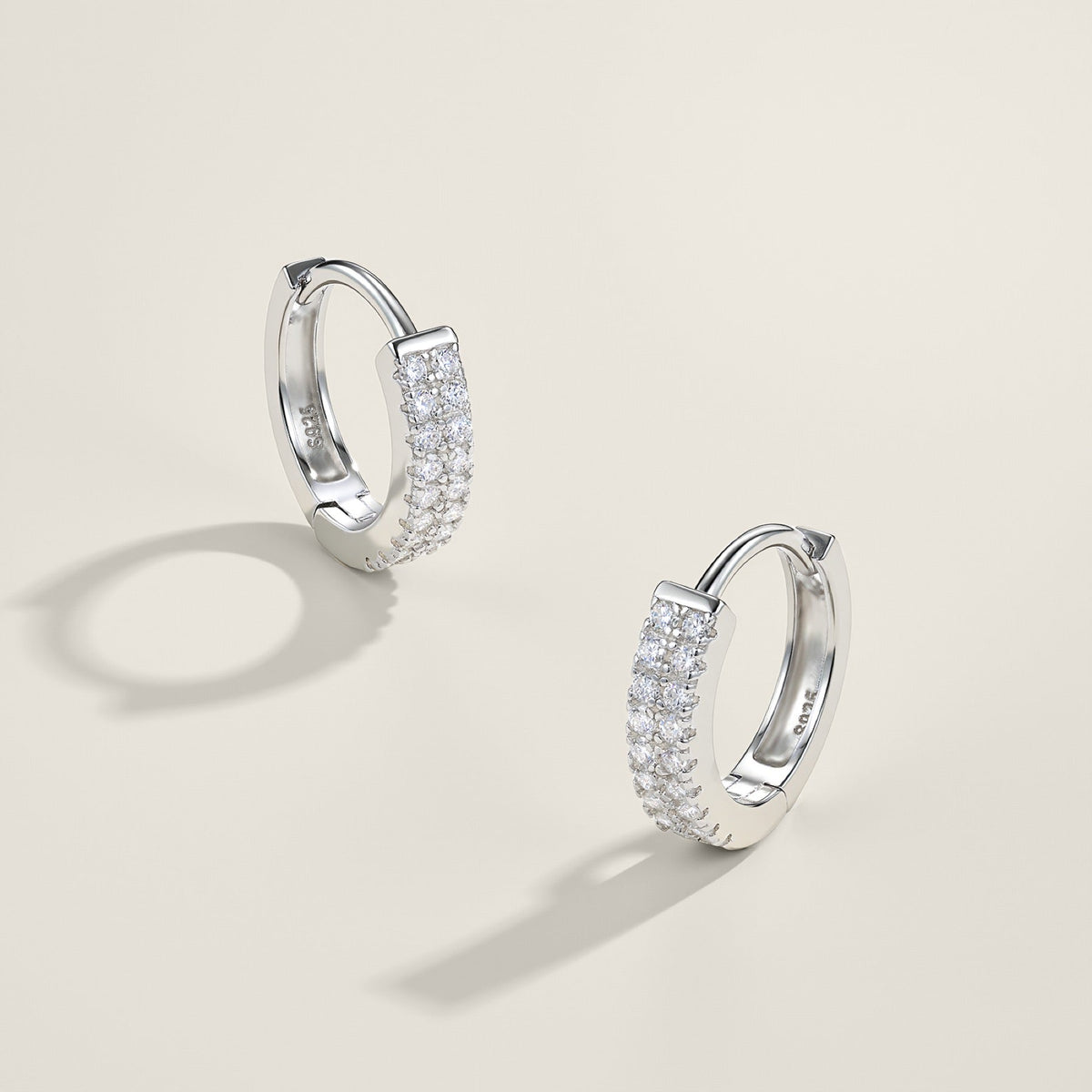 Duplina Moissanite Huggie Hoop Earrings in Sterling Silver