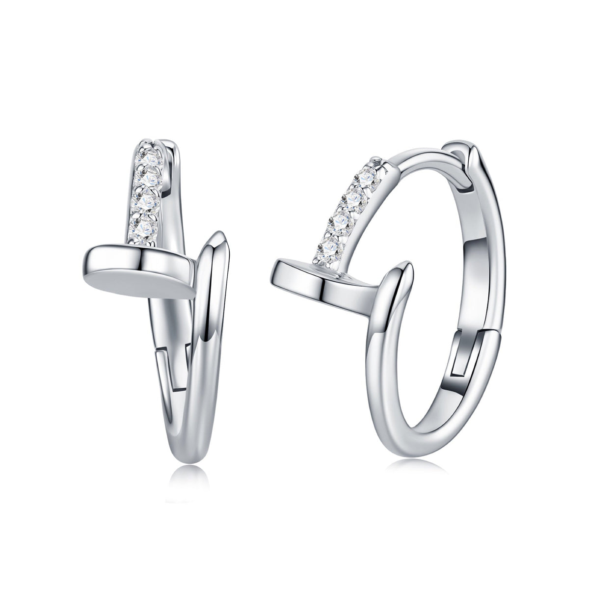 Icsina Moissanite Huggie Hoop Earrings in Sterling Silver