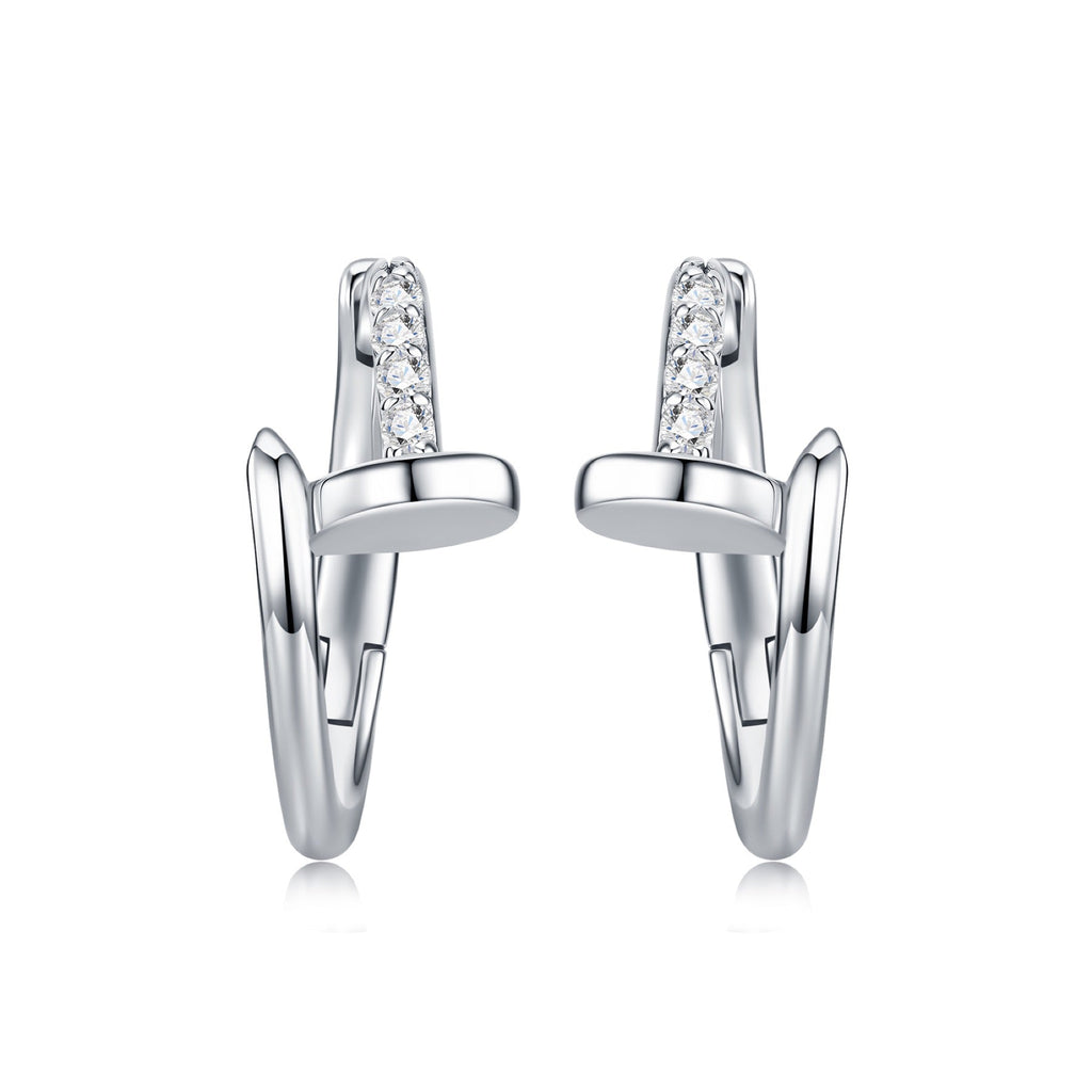 Icsina Moissanite Huggie Hoop Earrings in Sterling Silver