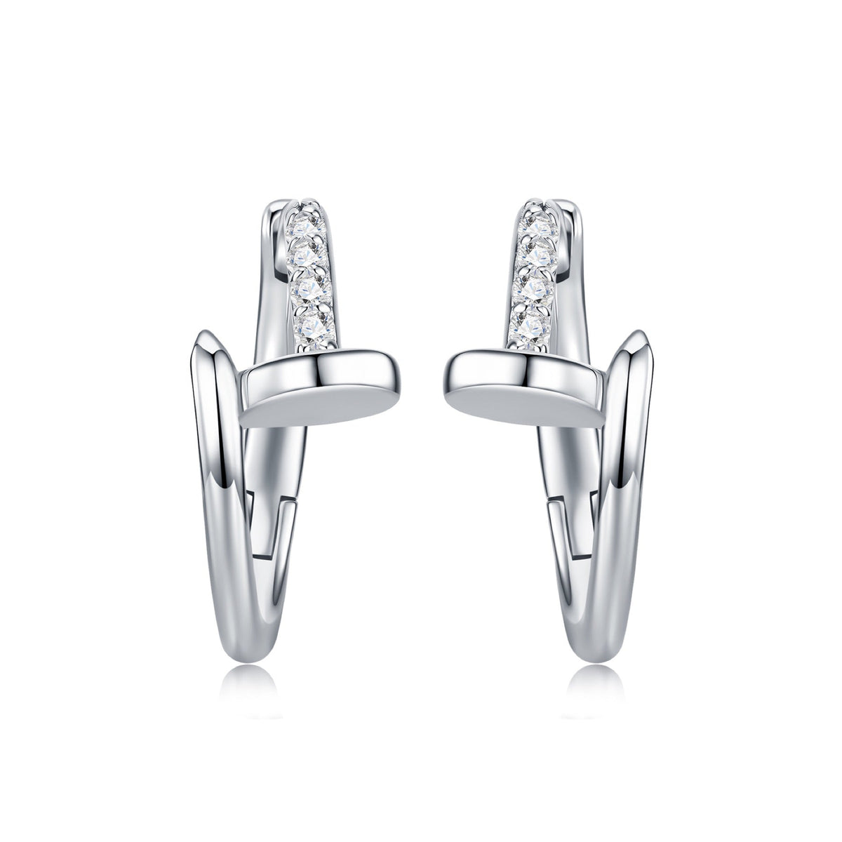 Icsina Moissanite Huggie Hoop Earrings in Sterling Silver